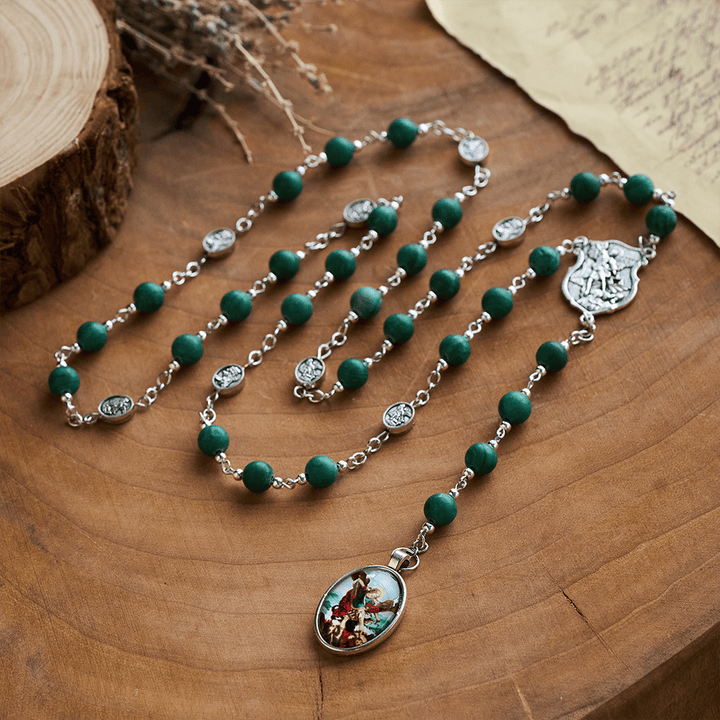 Solacebeads St. Michael Chaplet With Malachite &amp; Archangel Medals: Shield Of Protection - image 7