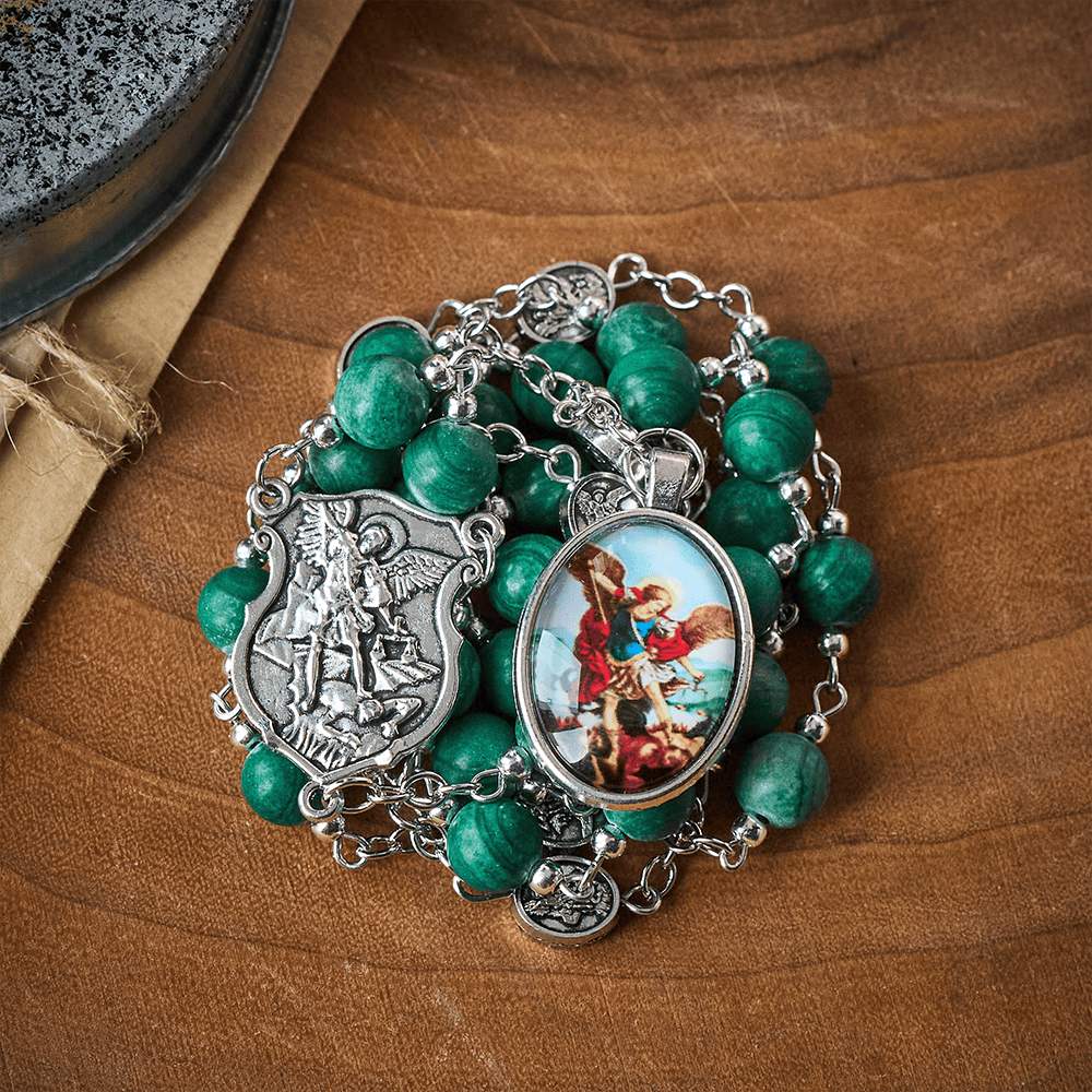Solacebeads St. Michael Chaplet With Malachite &amp; Archangel Medals: Shield Of Protection - image 7