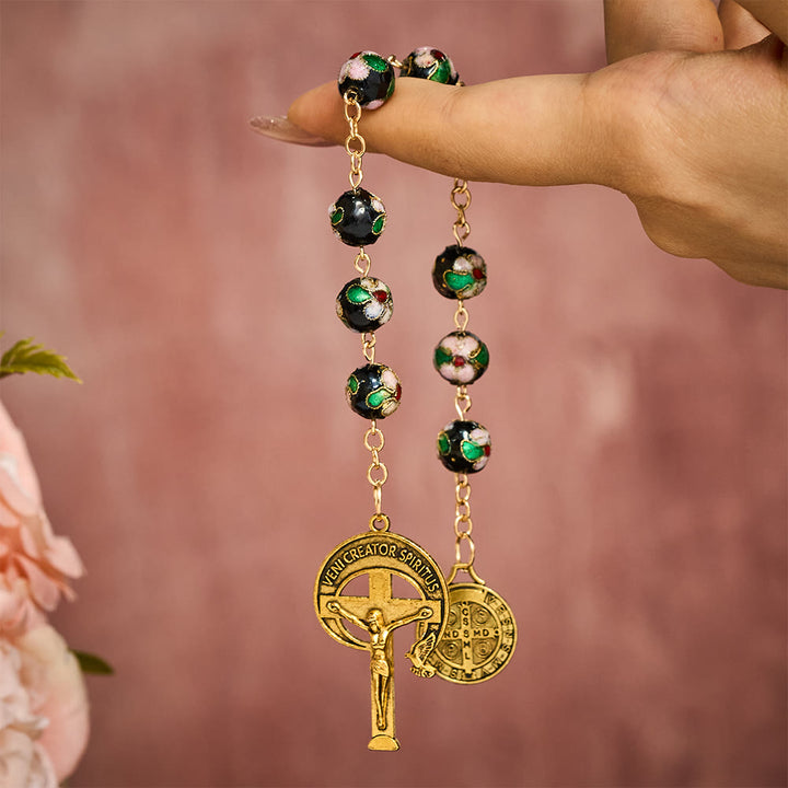 SolaceBeads Black Cloisonné St. Benedict Rosary Chaplet: Shield of Protection - image 1