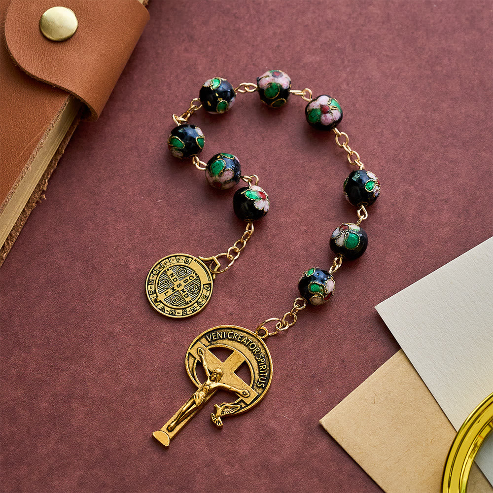 SolaceBeads Black Cloisonné St. Benedict Rosary Chaplet: Shield of Protection - image 4