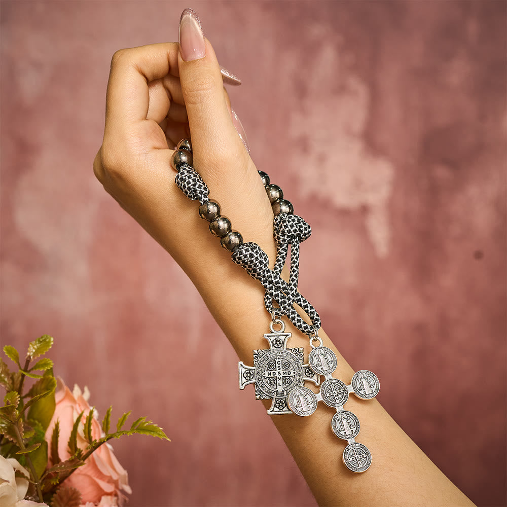 SolaceBeads St. Benedict Metal Beads Rosary Chaplet: Faith in Every Knot - With Medel &amp; Cross - image 1