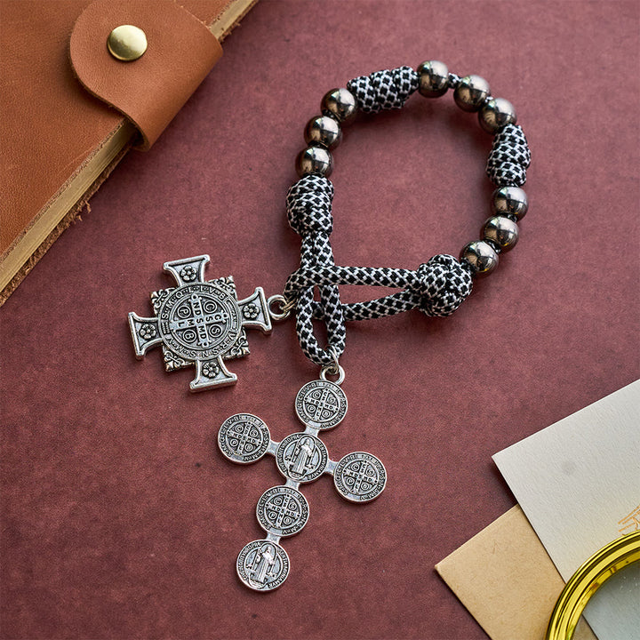 SolaceBeads St. Benedict Metal Beads Rosary Chaplet: Faith in Every Knot - With Medel &amp; Cross - Metal - image 0