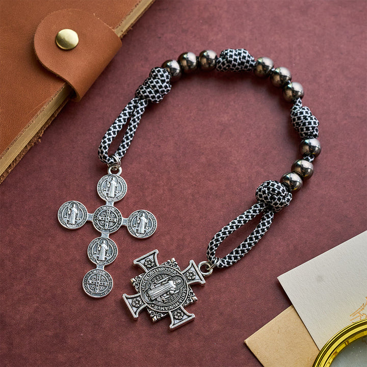 SolaceBeads St. Benedict Metal Beads Rosary Chaplet: Faith in Every Knot - With Medel &amp; Cross - image 5