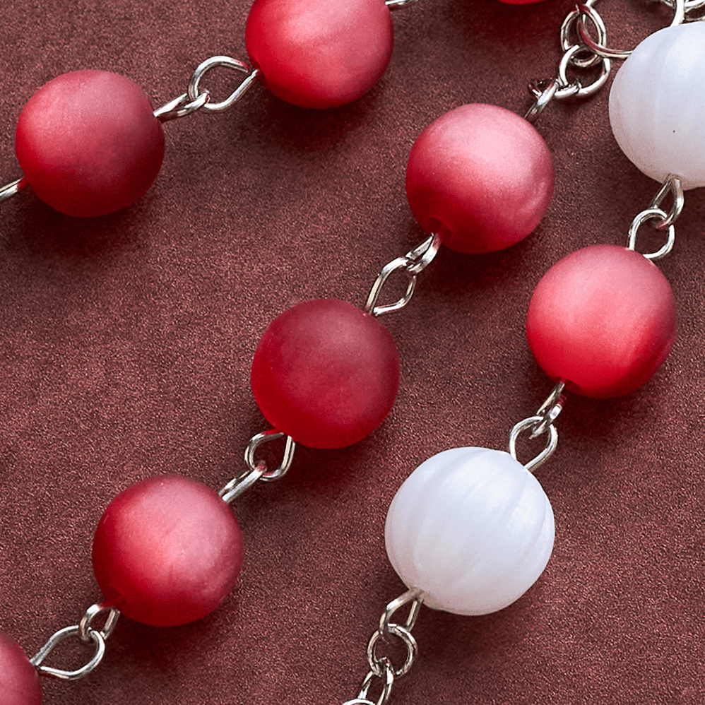 SolaceBeads Frosted Red &amp; White Divine Mercy Rosary Chaplet: A Guardian of Peace - image 2