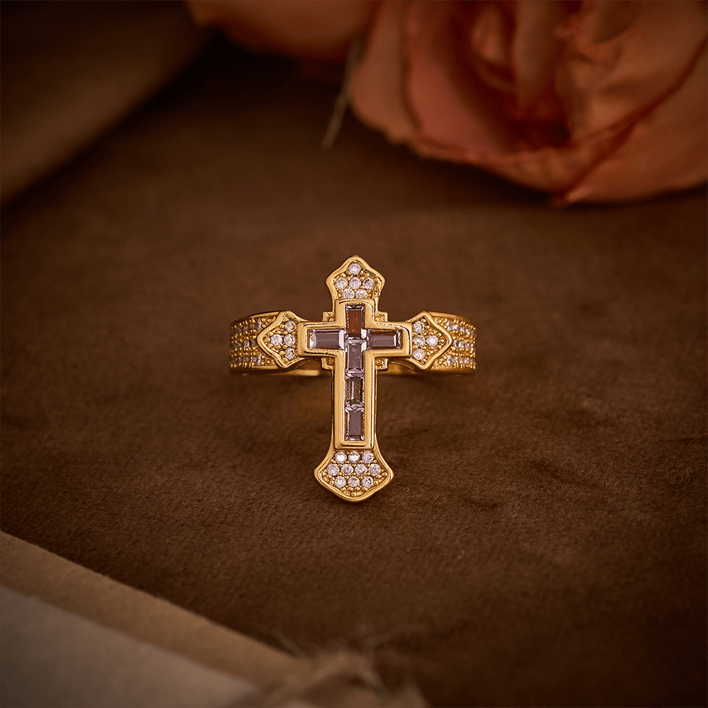 SolaceBeads Gold/Silver Plated Iced Out Cross Band Ring: Faith in Sparkle - image 11