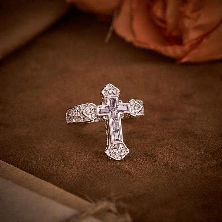 SolaceBeads Gold/Silver Plated Iced Out Cross Band Ring: Faith in Sparkle - image 18