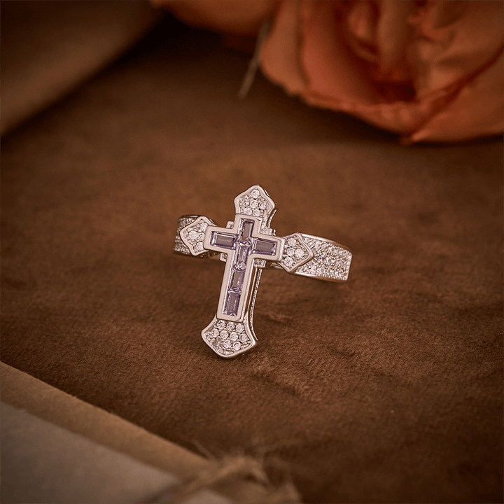 SolaceBeads Gold/Silver Plated Iced Out Cross Band Ring: Faith in Sparkle - image 19