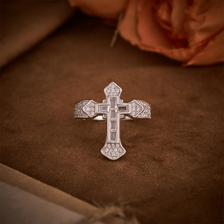 SolaceBeads Gold/Silver Plated Iced Out Cross Band Ring: Faith in Sparkle - image 14