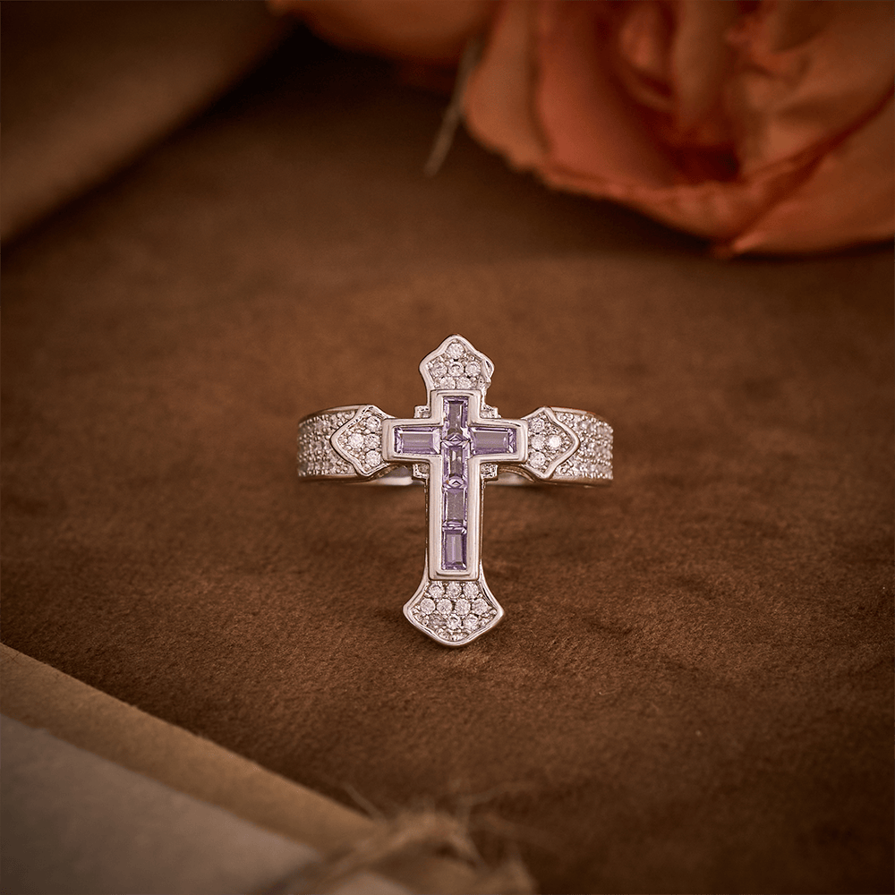 SolaceBeads Gold/Silver Plated Iced Out Cross Band Ring: Faith in Sparkle - image 17