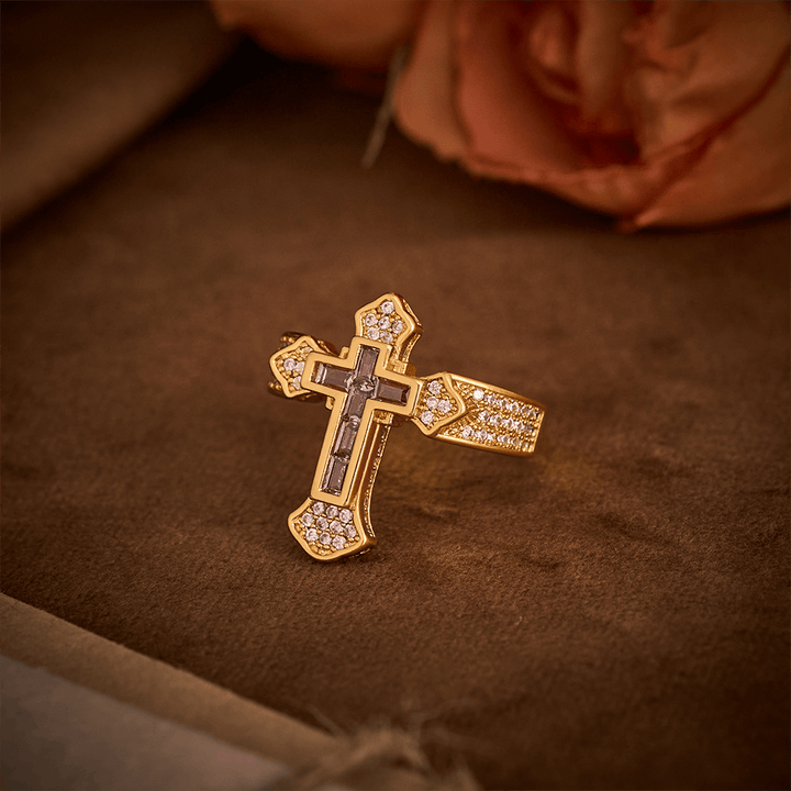 SolaceBeads Gold/Silver Plated Iced Out Cross Band Ring: Faith in Sparkle - image 13