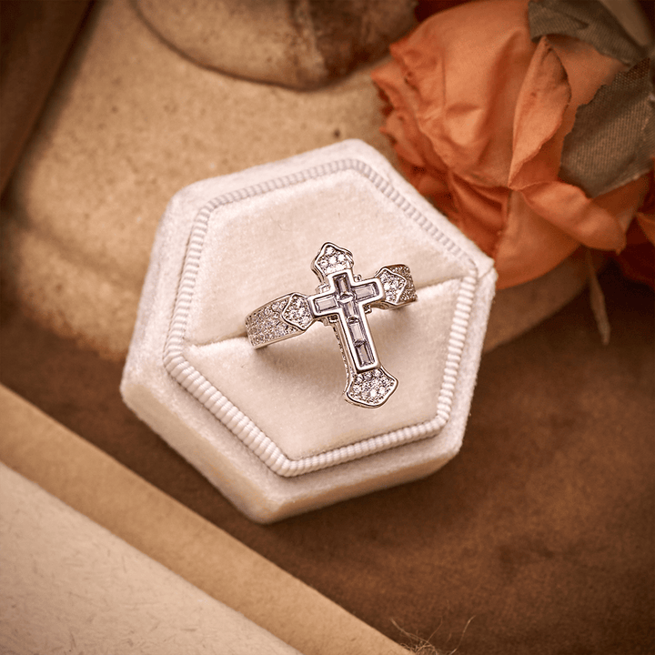 SolaceBeads Gold/Silver Plated Iced Out Cross Band Ring: Faith in Sparkle - image 23