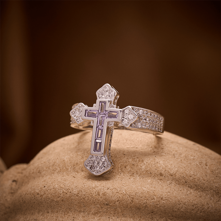 SolaceBeads Gold/Silver Plated Iced Out Cross Band Ring: Faith in Sparkle - image 7