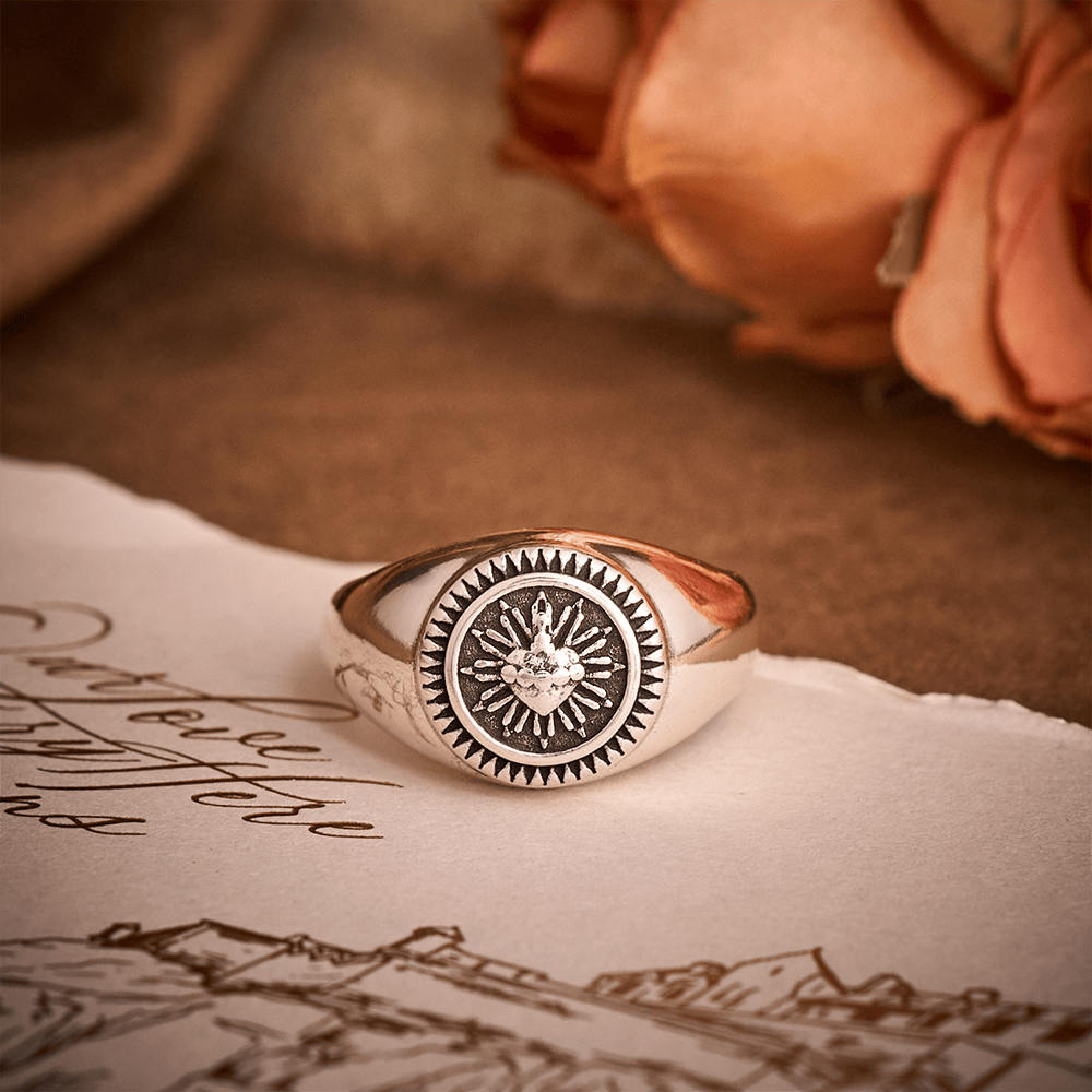 SolaceBeads Silver Copper Sacred Heart Adjustable Signet Ring: Heart of Devotion - image 5