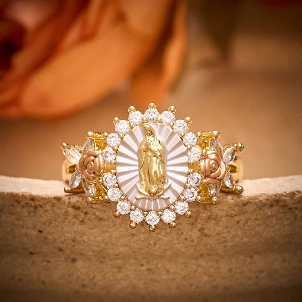 SolaceBeads Guadalupe Rose Rhinestone Ring: Sparkling Light in Bloom - Suitable for US Sizes 5 - 12 - image 0
