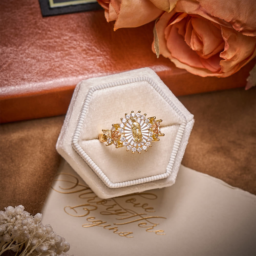 SolaceBeads Guadalupe Rose Rhinestone Ring: Sparkling Light in Bloom - image 1