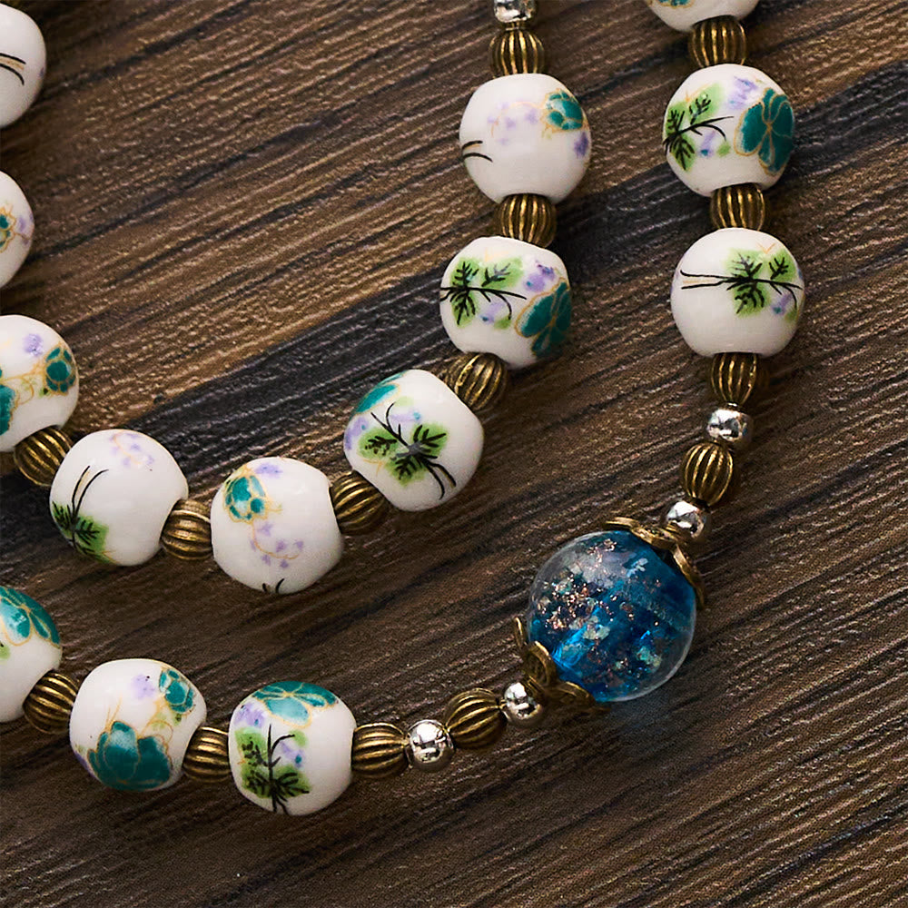 Solacebeads Orchid Ceramic &amp; Lampwork Floral Rosary With Holy Family &amp; Crucifix: Blossoms Of Faith - image 2