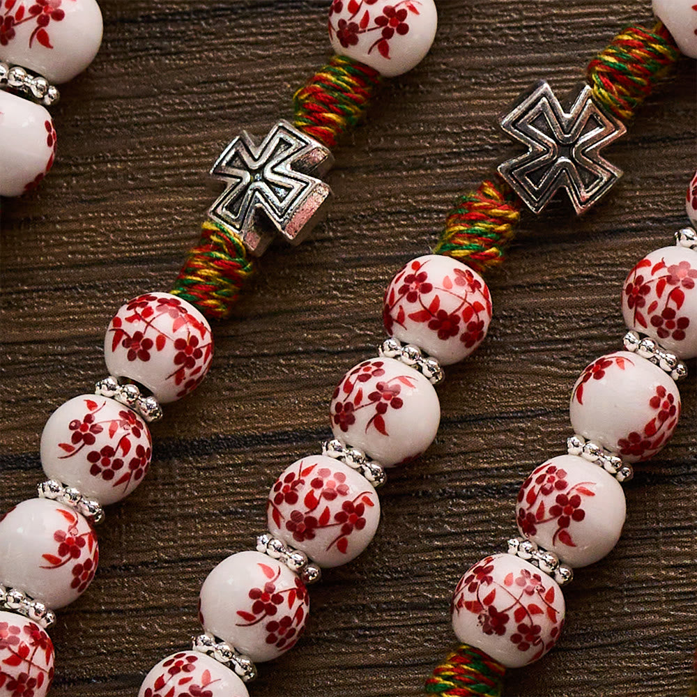 Solacebeads Red Floral Devotion Rosary: Timeless Sacred Grace - With Cross &amp; Floral Ceramic Beads - image 3