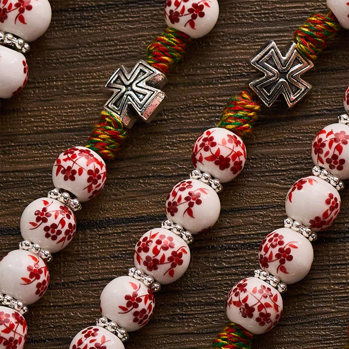 Solacebeads Red Floral Devotion Rosary: Timeless Sacred Grace - With Cross &amp; Floral Ceramic Beads - image 3