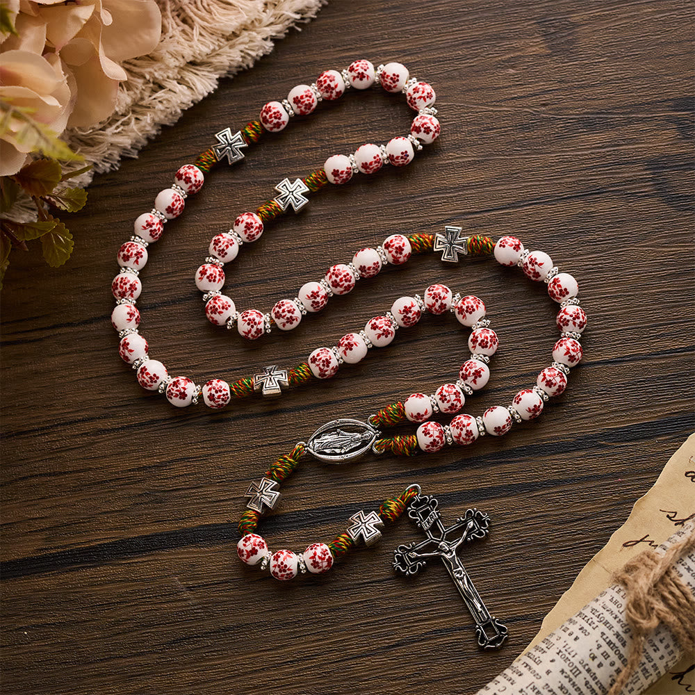 Solacebeads Red Floral Devotion Rosary: Timeless Sacred Grace - With Cross &amp; Floral Ceramic Beads - image 9
