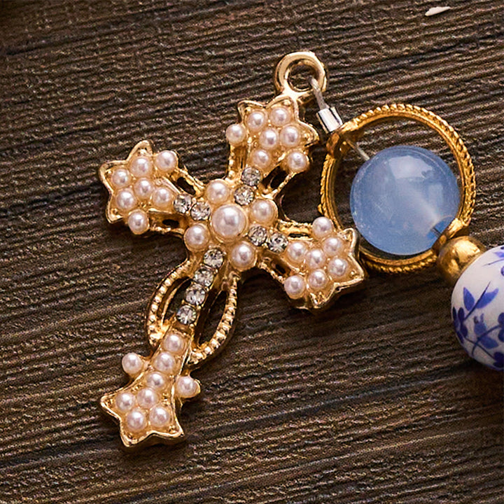 SolaceBeads Handcrafted Blue Floral Ceramic Rosary: A Tapestry of Grace in life - image 6