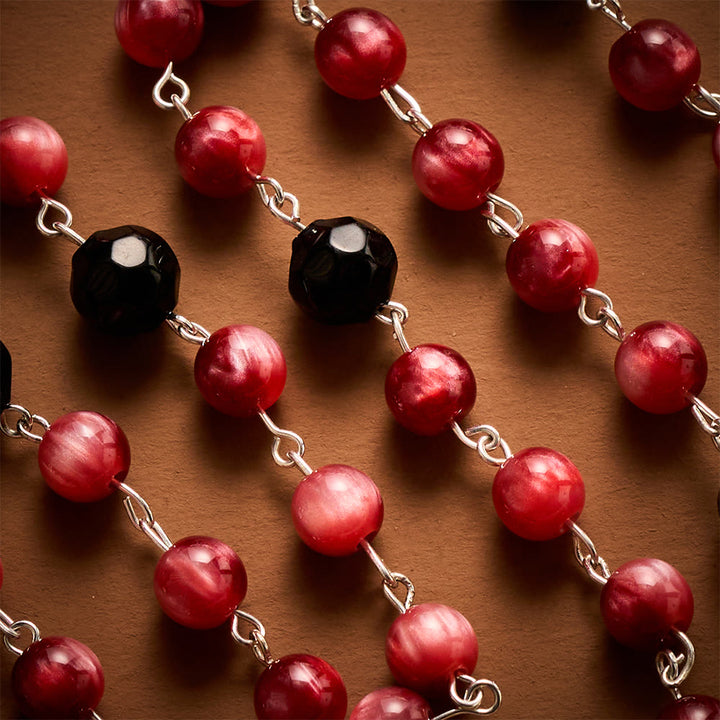 SolaceBeads Burgundy &amp; Black Seven Sorrows Rosary Chaplet With Miraculous Medal: Sorrowful Devotion - image 2