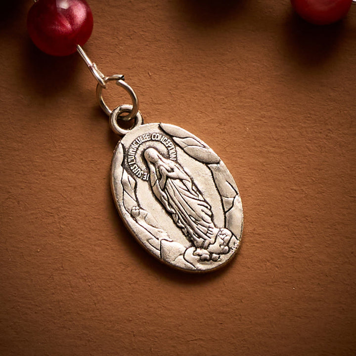 SolaceBeads Burgundy &amp; Black Seven Sorrows Rosary Chaplet With Miraculous Medal: Sorrowful Devotion - image 3
