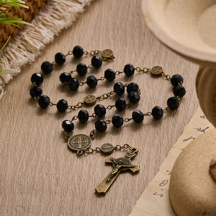 SolaceBeads St. Benedict Black Crystal Chaplet Rosary : Divine Protection &amp; Sacred Devotion - image 3