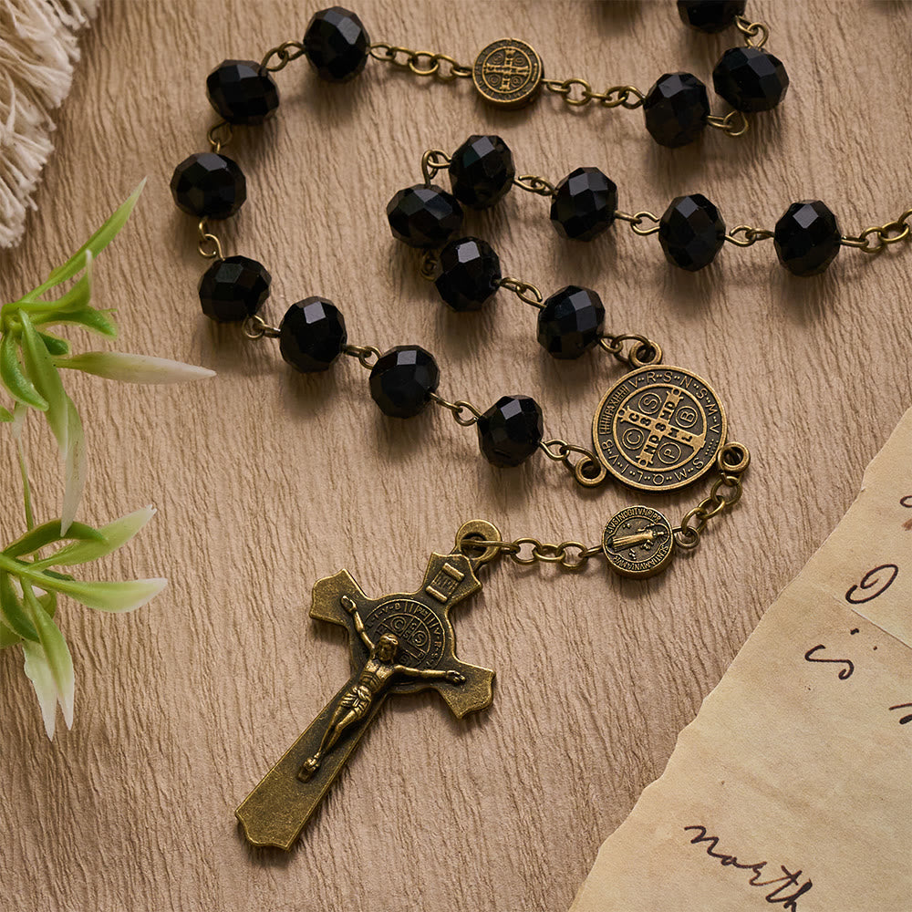SolaceBeads St. Benedict Black Crystal Chaplet Rosary : Divine Protection &amp; Sacred Devotion - image 7
