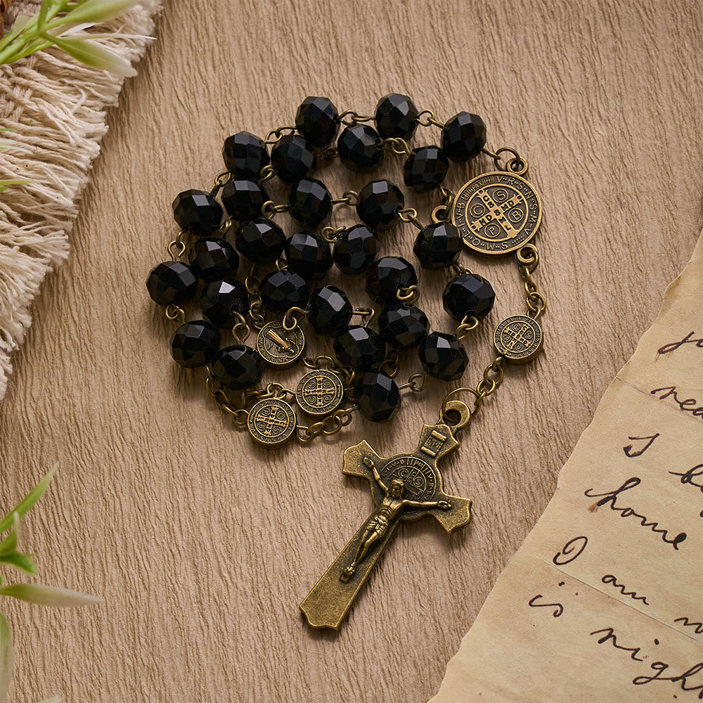 SolaceBeads St. Benedict Black Crystal Chaplet Rosary : Divine Protection &amp; Sacred Devotion - image 8