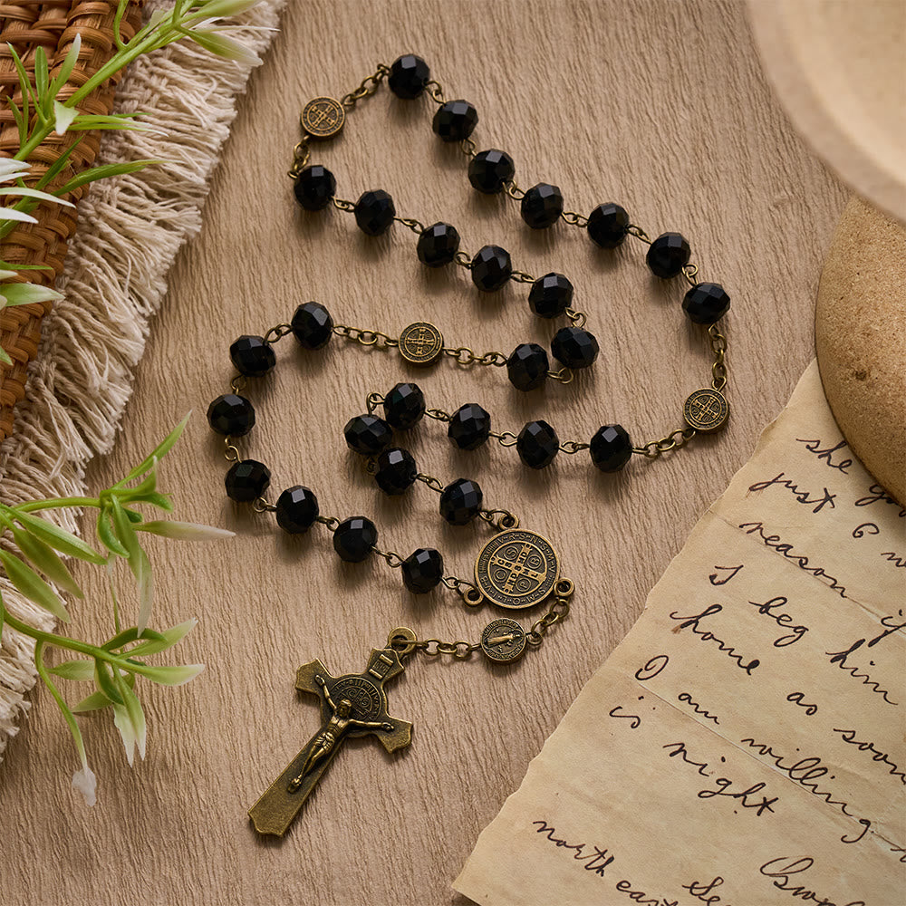 SolaceBeads St. Benedict Black Crystal Chaplet Rosary : Divine Protection &amp; Sacred Devotion - image 9