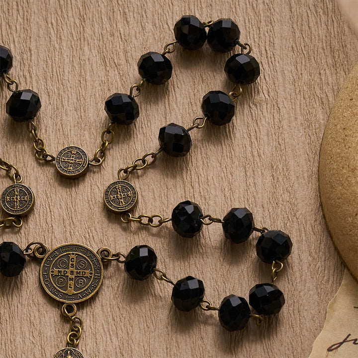 SolaceBeads St. Benedict Black Crystal Chaplet Rosary : Divine Protection &amp; Sacred Devotion - image 4