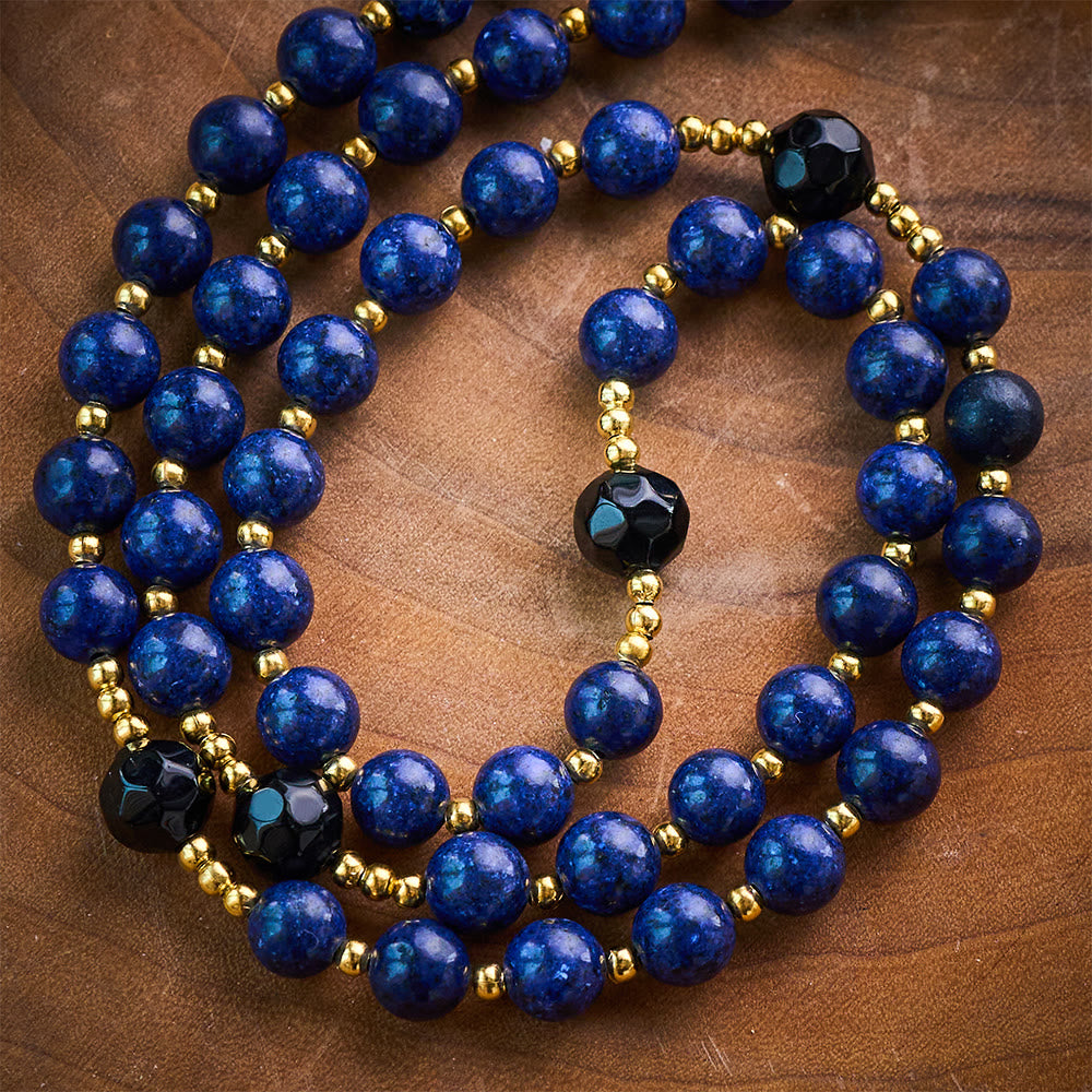 SolaceBeads Lapis &amp; Black Crystal Accents Rosary With Gold Crucifix: Eternal Blessing Of St. Jude - image 5