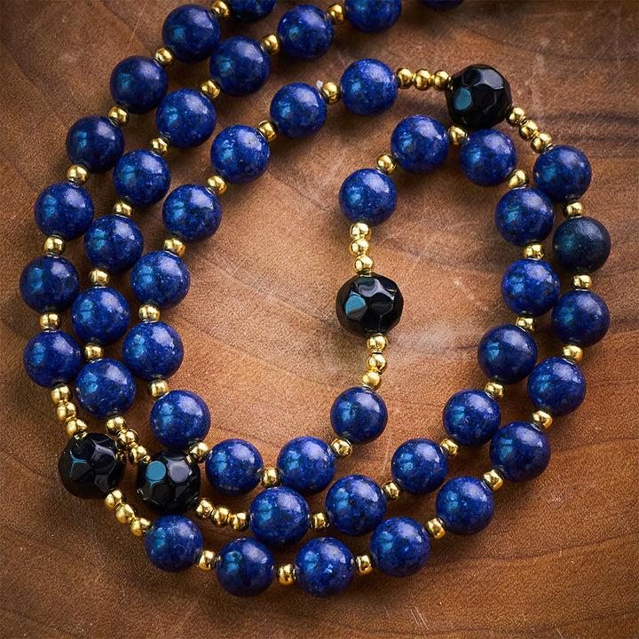 SolaceBeads Lapis &amp; Black Crystal Accents Rosary With Gold Crucifix: Eternal Blessing Of St. Jude - image 5