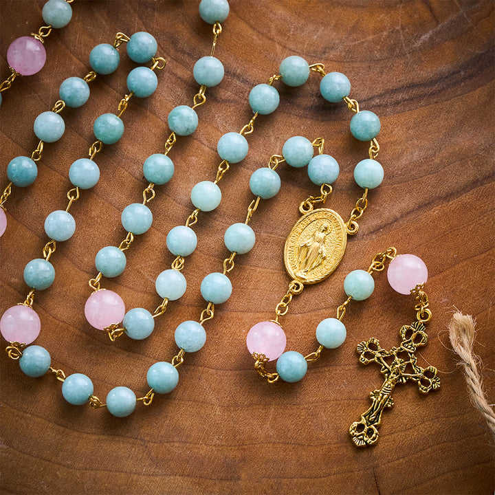 SolaceBeads Jadeite &amp; Pink Bead Divine Rosary: Sacred Symbols of Grace &amp; Devotion - image 7