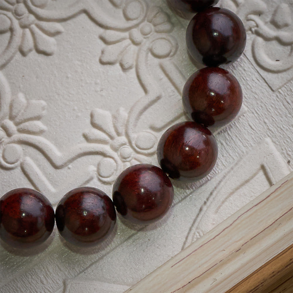 Solacebeads Sandalwood &amp; Peach Wood Bracelet With Miraculous Medal &amp; Cross: Peace in Natural Grain - image 2
