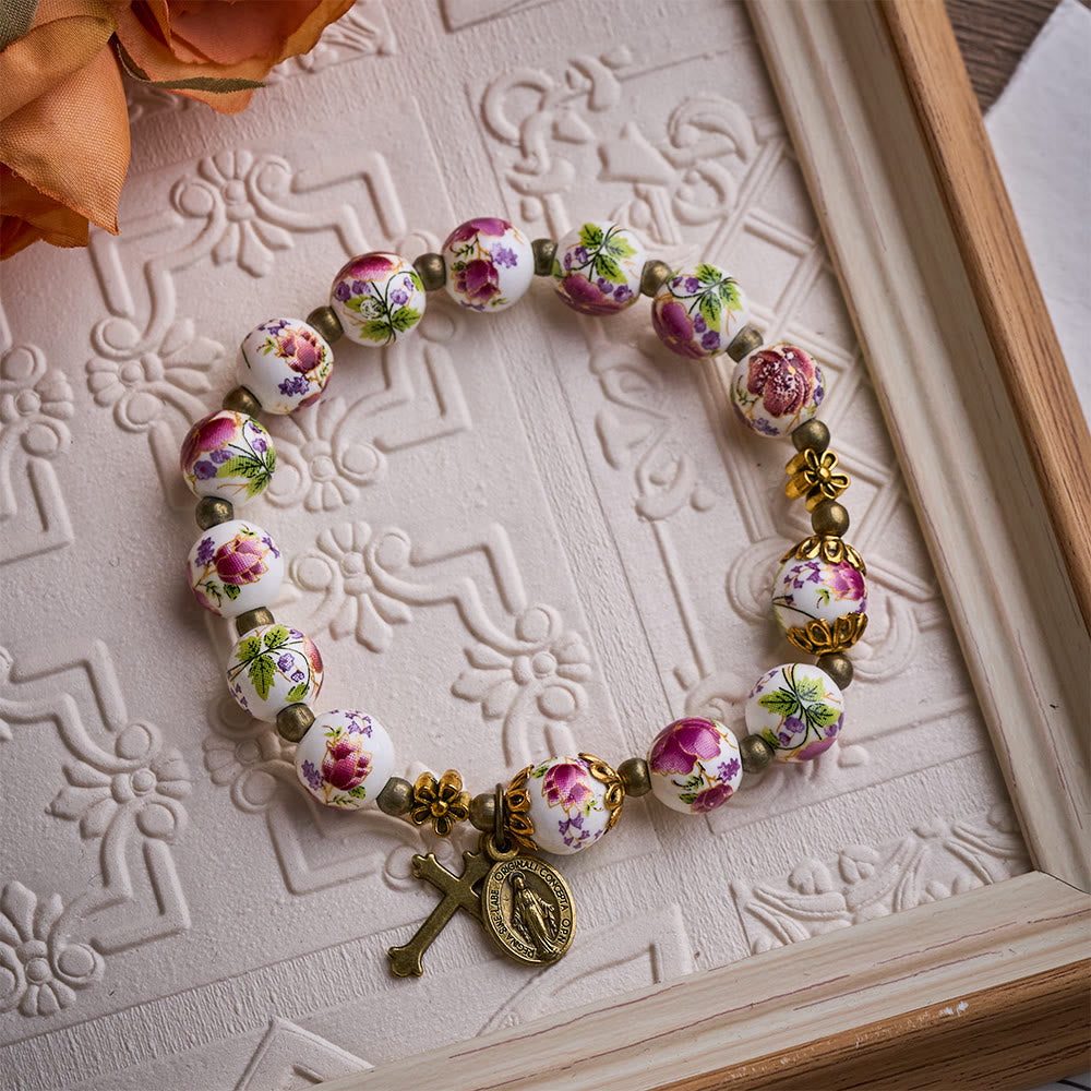SolaceBeads Floral Ceramic Rosary Bracelet: A Bloom of Grace in Every Bead - image 5