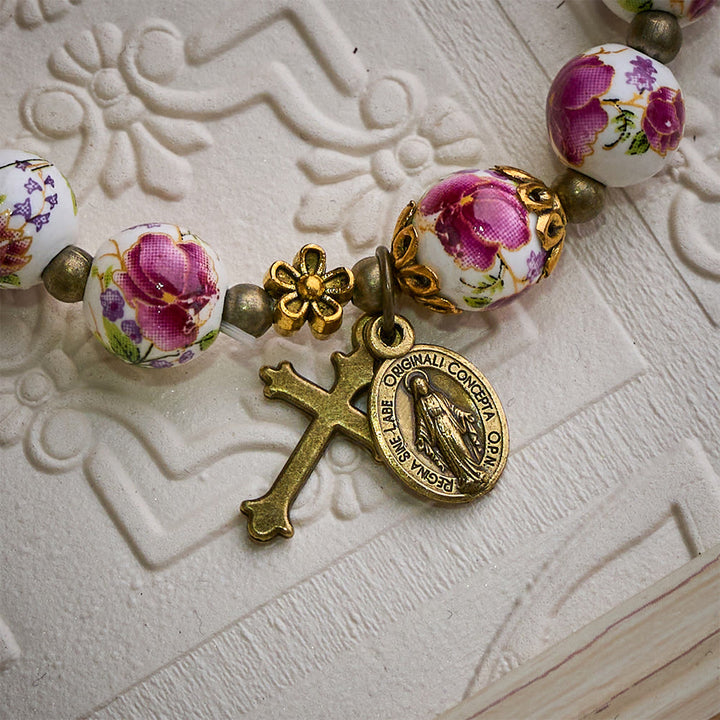 SolaceBeads Floral Ceramic Rosary Bracelet: A Bloom of Grace in Every Bead - image 4