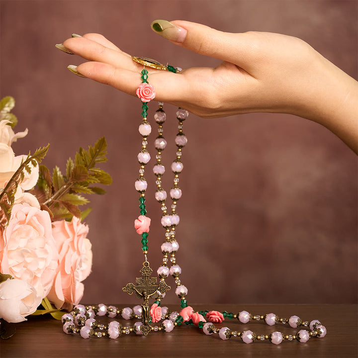 SolaceBeads The Shower of Roses St. Thérèse Rosary: Light Pink Beads Faith in Full Bloom - image 1