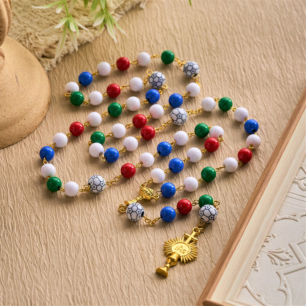 Solacebeads Colorful Sport Rosary: Faith In Every Goal - Soccer Ball Rosary With Holy Cup Accents  - image 9