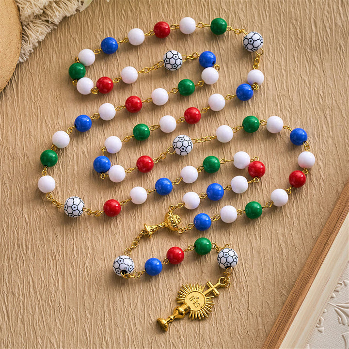 Solacebeads Colorful Sport Rosary: Faith In Every Goal - Soccer Ball Rosary With Holy Cup Accents  - image 7