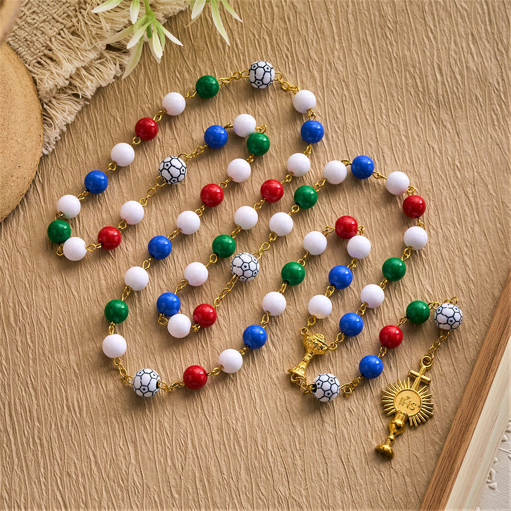 Solacebeads Colorful Sport Rosary: Faith In Every Goal - Soccer Ball Rosary With Holy Cup Accents  - image 8