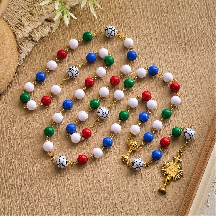 Solacebeads Colorful Sport Rosary: Faith In Every Goal - Soccer Ball Rosary With Holy Cup Accents  - image 8