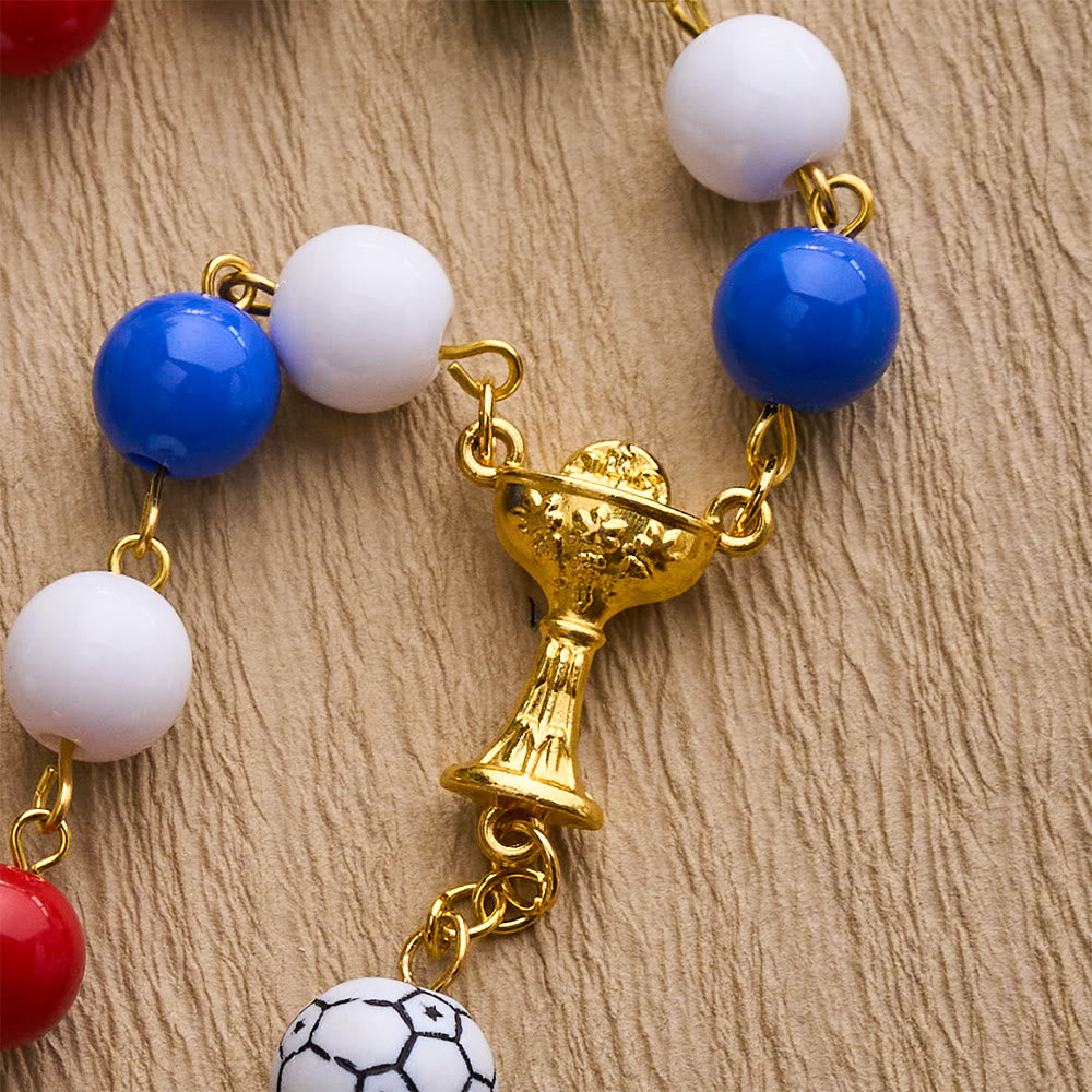 Solacebeads Colorful Sport Rosary: Faith In Every Goal - Soccer Ball Rosary With Holy Cup Accents  - image 6