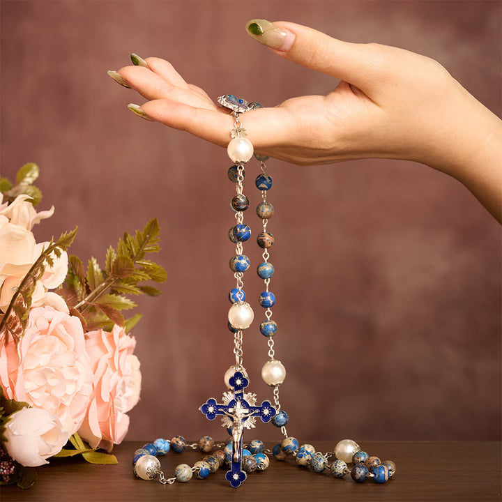 SolaceBeads Royal Blue Imperial Jasper Rosary: A Deep Anchor for the Soul - image 1
