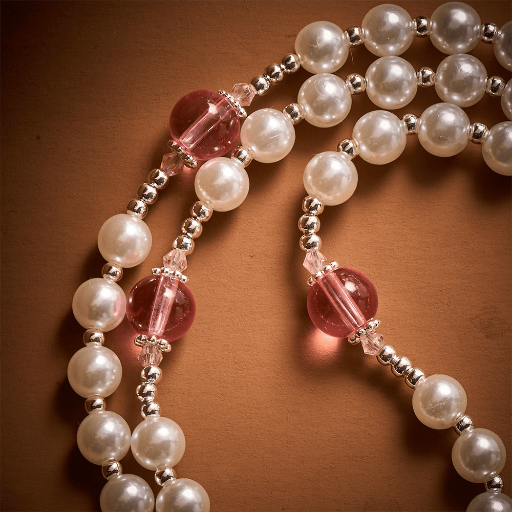 Solacebeads White &amp; Pink Glass Rosary: Luminous Devotion - Holy Family With Pearl Lustre Beads - image 2