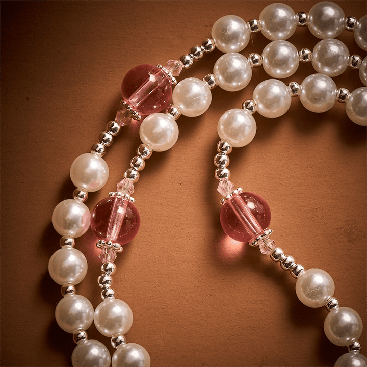 Solacebeads White &amp; Pink Glass Rosary: Luminous Devotion - Holy Family With Pearl Lustre Beads - image 2