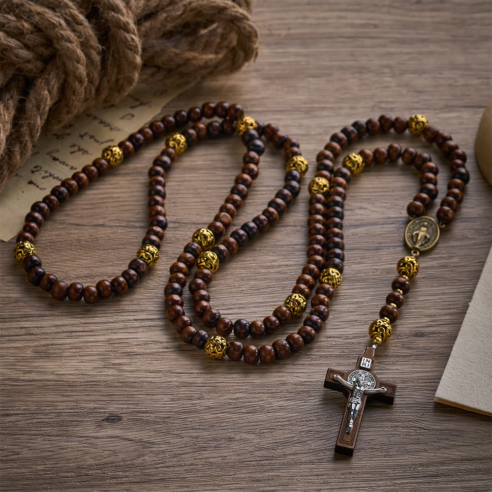 Solacebeads 15/20 Decade Maple Wood Rosary: Warm Devotion - Miraculous Medal &amp; Wooden Crucifix - image 7