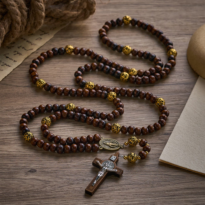 Solacebeads 15/20 Decade Maple Wood Rosary: Warm Devotion - Miraculous Medal &amp; Wooden Crucifix - image 8