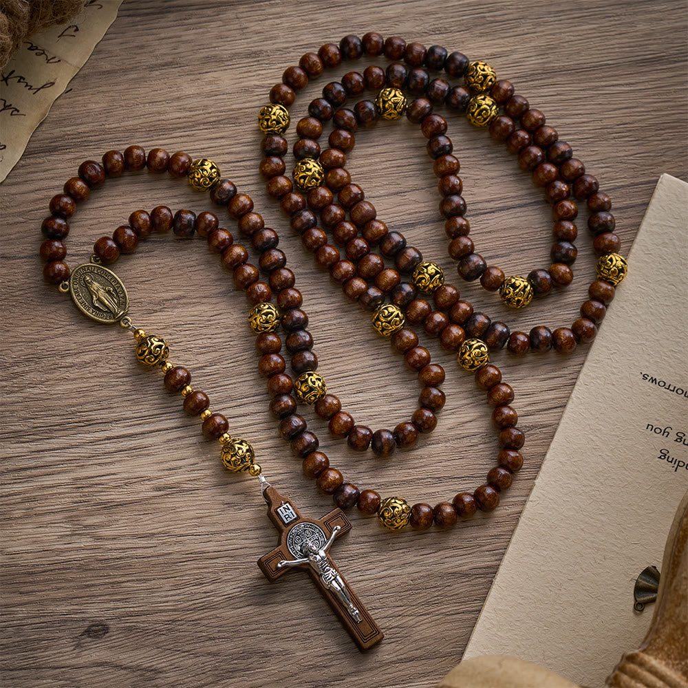 Solacebeads 15/20 Decade Maple Wood Rosary: Warm Devotion - Miraculous Medal &amp; Wooden Crucifix - image 9