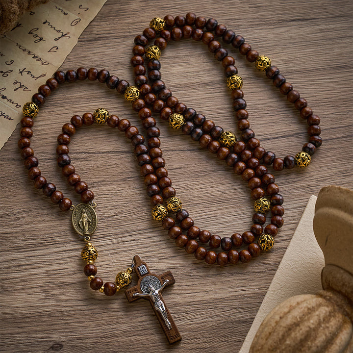 Solacebeads 15/20 Decade Maple Wood Rosary: Warm Devotion - Miraculous Medal &amp; Wooden Crucifix - image 6